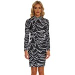 Joy Division Unknown Pleasures Pattern Long Sleeve Shirt Collar Bodycon Dress