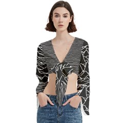 Joy Division Unknown Pleasures Pattern Trumpet Sleeve Cropped Top from ArtsNow.com