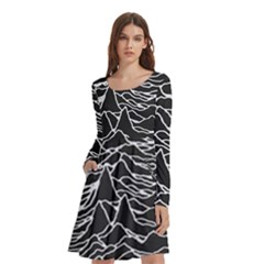 Long Sleeve Knee Length Skater Dress With Pockets 