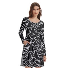 Long Sleeve Knee Length Skater Dress With Pockets 