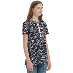 Women s Zip Front V-Neck Short Sleeve Casual Top Pocket Shirt 