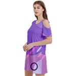 Colorful Labstract Wallpaper Theme Women s Cold Shoulder Round Neck Mini Dress