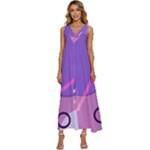 Colorful Labstract Wallpaper Theme V-Neck Sleeveless Wide Leg Pants Overalls