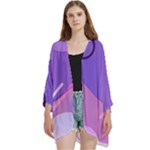 Colorful Labstract Wallpaper Theme Open Front 3/4 Sleeve Batwing Chiffon Cardigan Kimono