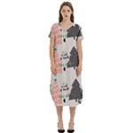 Christmas Trees Icons T-Shirt Midi Dress With Pockets
