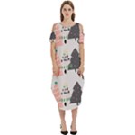 Christmas Trees Icons Cold Shoulder Loose Fit Dress With Pockets