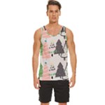 Christmas Trees Icons Men s Wide Collar Tank Top