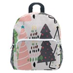 Christmas Trees Icons Kids  Age 5-10 Lightweight School Backpack with Side Pockets