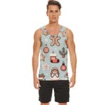 Christmas Cartoon Pattern Men s Wide Collar Tank Top