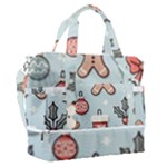 Christmas Cartoon Pattern Sports Shoulder Bag with Shoes Compartment