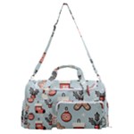 Christmas Cartoon Pattern Sports Gym Duffle Bag with Shoe Compartment