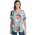 Christmas Decoration Angel V-Neck Split Shoulder Casual T-Shirt