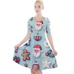 Christmas Decoration Angel Quarter Sleeve A-Line Dress With Pockets