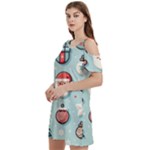 Christmas Decoration Angel Women s Cold Shoulder Round Neck Mini Dress