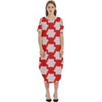 Christmas Snowflakes Background Pattern Cold Shoulder Loose Fit Dress With Pockets