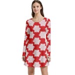 Christmas Snowflakes Background Pattern Long Sleeve Velour Skater Dress