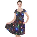 Christmas Lights Cap Sleeve Midi Dress With Pockets