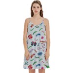 New Year Christmas Winter Pattern Mini Camis Dress With Pockets