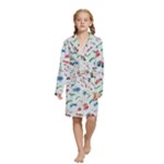 New Year Christmas Winter Pattern Kids  Long Sleeve Velvet Lounge Robe