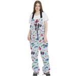 New Year Christmas Winter Pattern Women s Front Zip Ski And Snowboard Bib Pants