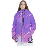 Colorful Labstract Wallpaper Theme Women s Multi Pockets Zip Ski and Snowboard Waterproof Breathable Jacket
