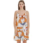 Cute Colorful Owl Cartoon Seamless Pattern Mini Camis Dress With Pockets