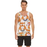 Cute Colorful Owl Cartoon Seamless Pattern Men s Wide Collar Tank Top