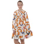 Cute Colorful Owl Cartoon Seamless Pattern All Frills Dress