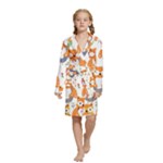 Cute Colorful Owl Cartoon Seamless Pattern Kids  Long Sleeve Velvet Lounge Robe