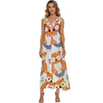 Cute Colorful Owl Cartoon Seamless Pattern V-Neck Sleeveless Wide Leg Pants Overalls