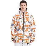 Cute Colorful Owl Cartoon Seamless Pattern Men s Multi Pockets Zip Ski and Snowboard Waterproof Breathable Jacket
