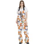 Cute Colorful Owl Cartoon Seamless Pattern Women s Front Zip Ski And Snowboard Bib Pants
