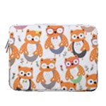 Cute Colorful Owl Cartoon Seamless Pattern 14  Vertical Laptop Sleeve Case With Pocket