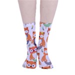 Cute Colorful Owl Cartoon Seamless Pattern Smooth Crew Length Tube Socks