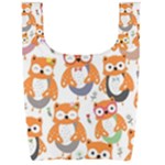 Cute Colorful Owl Cartoon Seamless Pattern Foldable Shopping Bag