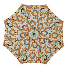 Cute Colorful Owl Cartoon Seamless Pattern Automatic Folding Umbrella with Case (Medium) from ArtsNow.com