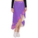 Colorful Labstract Wallpaper Theme Asymmetrical Ruffle Hem Skirt 