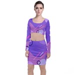 Colorful Labstract Wallpaper Theme Long Sleeve Crop Top & Bodycon Skirt Set