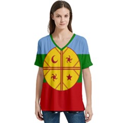 V-Neck Split Shoulder Casual T-Shirt 