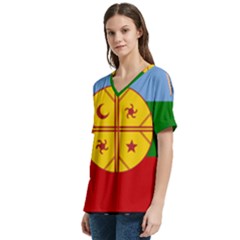 V-Neck Split Shoulder Casual T-Shirt 