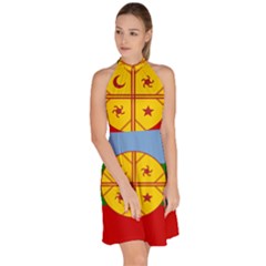 Sleeveless Halter Neck A-Line Dress 