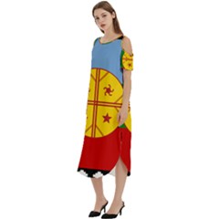 Cold Shoulder Loose Fit Dress With Pockets 