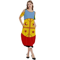 Cold Shoulder Loose Fit Dress With Pockets 