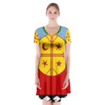 Flag Of The Mapuches Short Sleeve V-neck Flare Dress