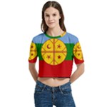 Flag Of The Mapuches Women s Round Neck Short Sleeve Crop Top