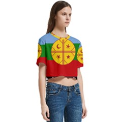 Women s Round Neck Short Sleeve Crop Top 