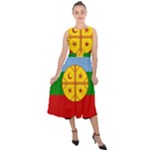 Flag Of The Mapuches Midi Tie-Back Chiffon Dress
