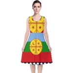 Flag Of The Mapuches V-Neck Midi Sleeveless Dress 