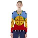 Flag Of The Mapuches V-Neck Long Sleeve Top