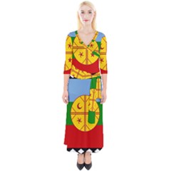 Quarter Sleeve Wrap Maxi Dress 